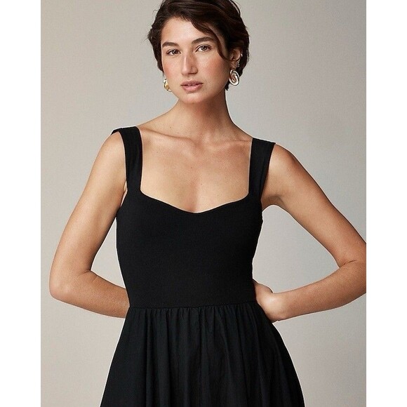 J.Crew Sweetheart tank dress with poplin skirt in Black NWT Size M Medium - Picture 3 of 10